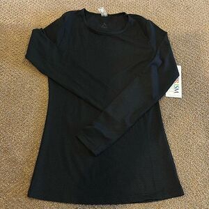 PrismSport Women’s Black Long Sleeve Laser Mesh Top, Size XS